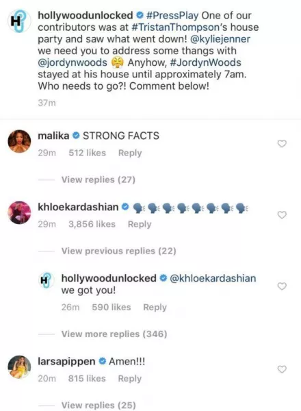 Az erről megjelent hír alatt pedig felbukkant Khloé Kardashian is. Sőt, a buliban részt vett másik kosaras, Scottie Pippen párja, és egyikőjük sem tagadta a történteket. Sőt, utóbbi csak annyit tett hozzá: Ámen!