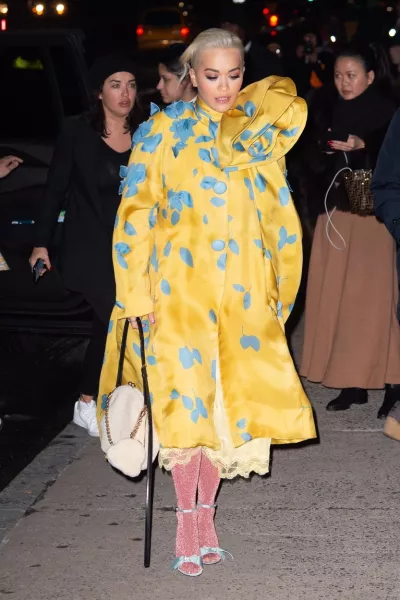 Rita Ora valószínűleg tudatosan öltözik mindig úgy, hogy sose maradjon ki a vörösszőnyeges összeállításokból. A legrosszabb ruhák közzé ezzel a szettel került be: tavasszal New Yorkban, a Marc Jacobs Fashion Show-n viselte.