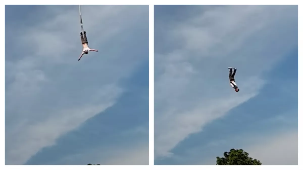 Hátborzongató videó: zuhanás közben oldott ki a bungee-jumping kötele!
