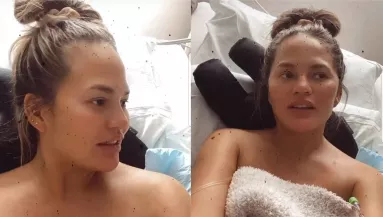 Erős vérzés: kórházba került a várandós Chrissy Teigen - Fotók