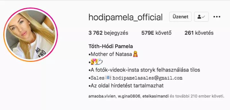 Az Instagram oldalán máris a Tóth-Hódi Pamela név olvasható, közel 600 ezer követőjének kell ezt majd megszoknia. Igaz, az ő fejükben biztosan Hódi Pamelaként marad majd meg a személye.