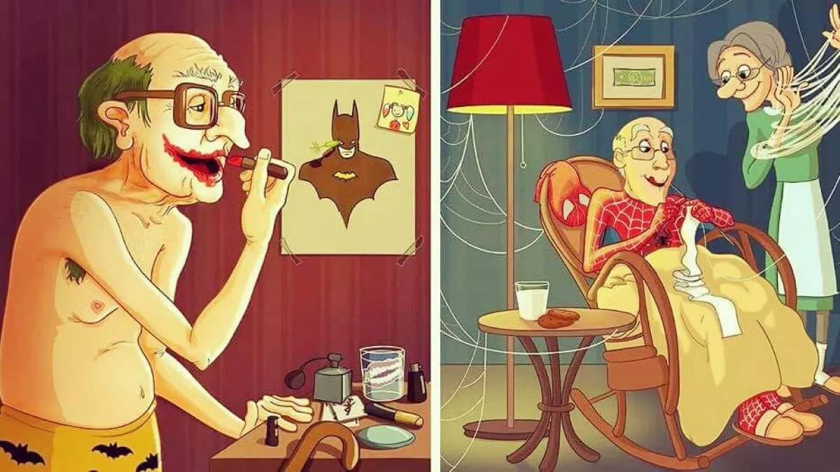 Zseniális Insta-fotók: így néznének ki a szuperhősök nyugdíjasként