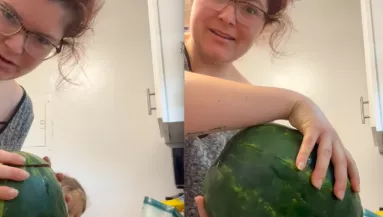 Vett egy görögdinnyét az Aldiban a nő: amikor felvágta, nem hitt a szemének - Videó