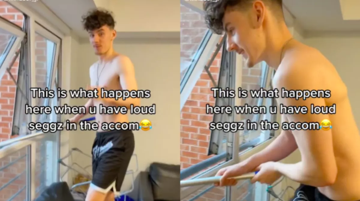 Ha meghallja a srác, hogy szexel a szomszédja, azonnal tudja, mit kell tennie - Videó