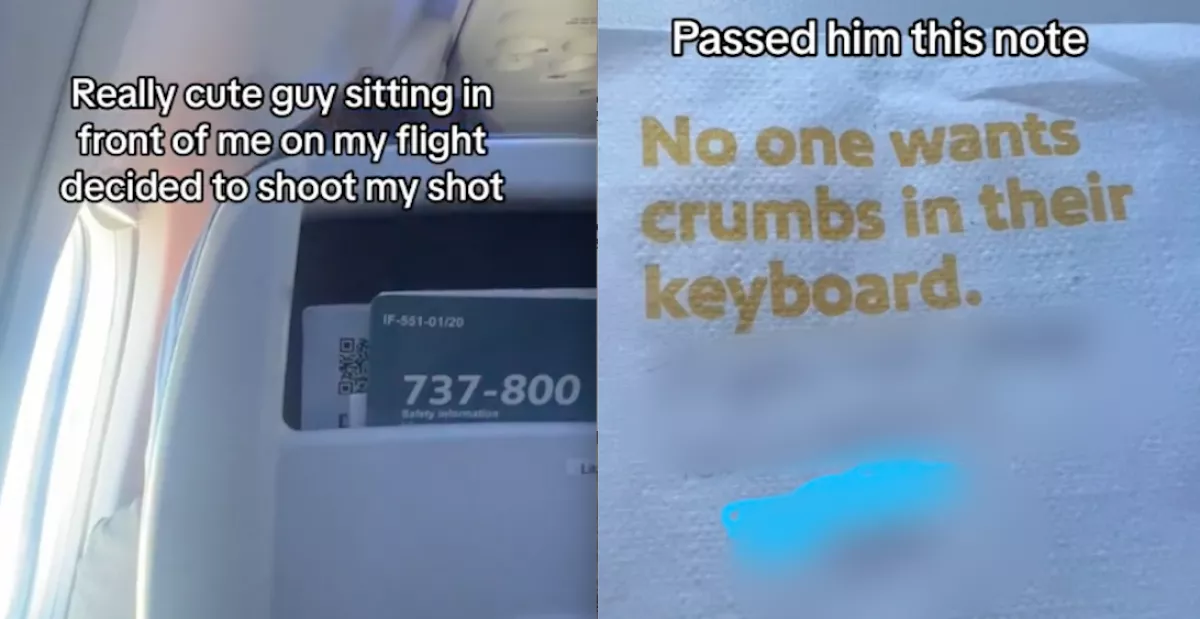 Szalvétára írt üzenetet a lány a repülőn az előtte ülő helyes srácnak: a fiú válasza letarolja a világot - Videó