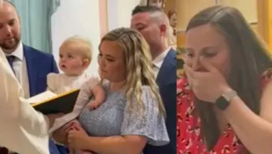 Amit a kislány a keresztelőjén tett, a papot is sokkolta - Videó