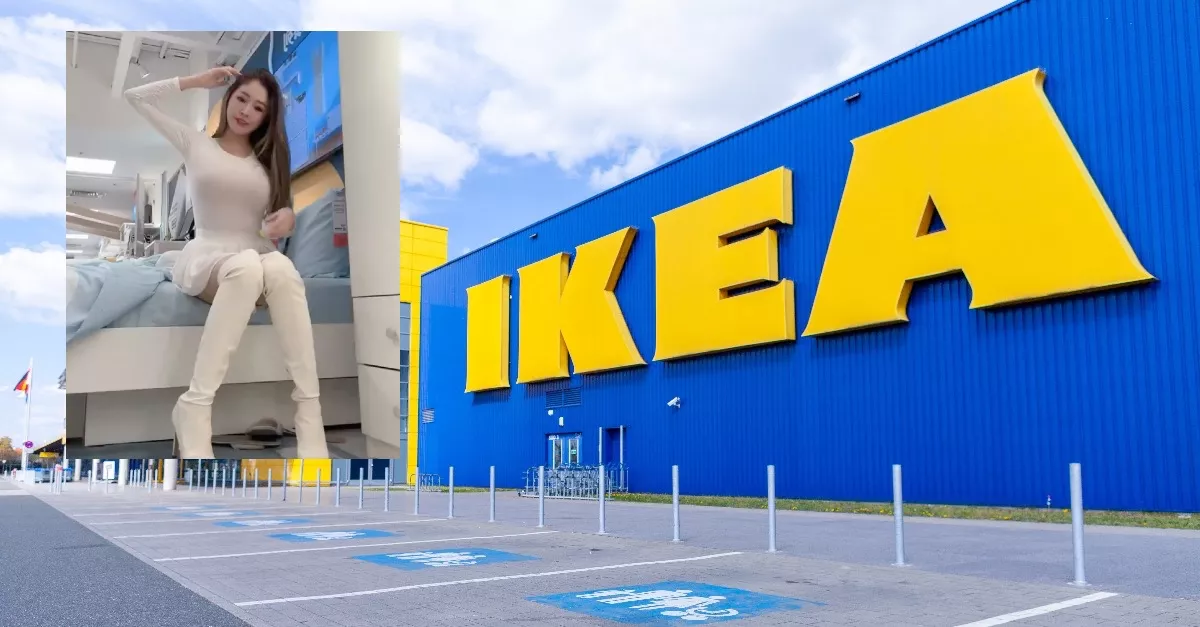 Obszcén dolgot tett a szexi influenszer az IKEA közepén - Videó