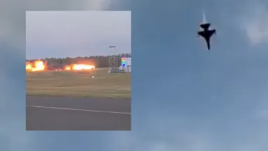 Tragédia a légibemutatón: felrobbant egy vadászgép, a pilóta meghalt - Videó