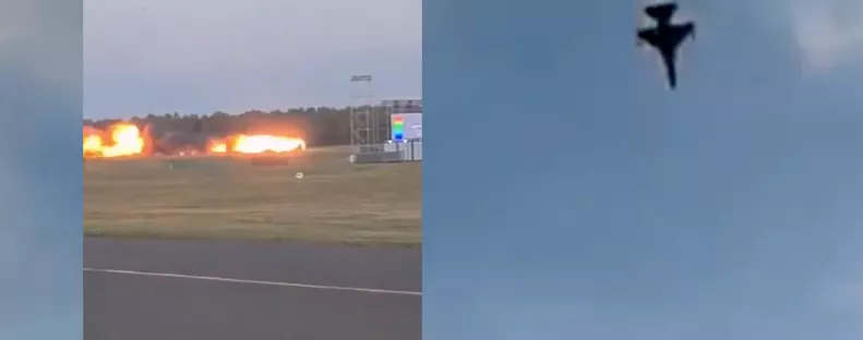 Tragédia a légibemutatón: felrobbant egy vadászgép, a pilóta meghalt - Videó