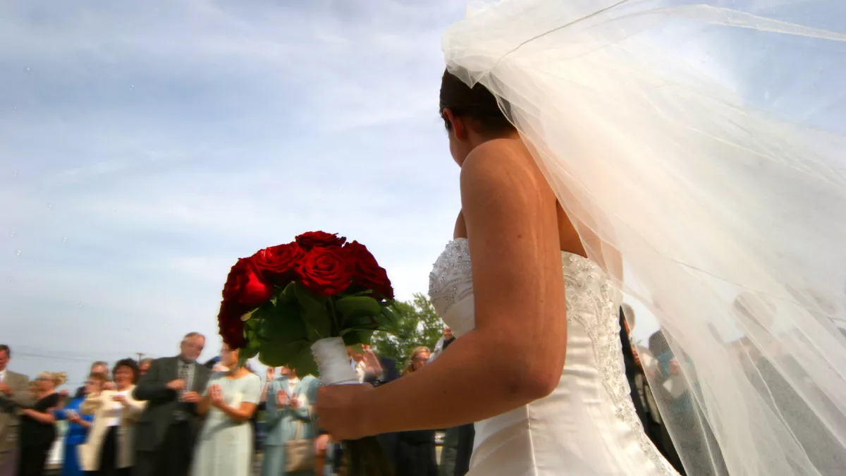 A menyasszony vízbe dobta a csokrot, amikor lenéztek a hídról nem hittek a szemüknek - Videó