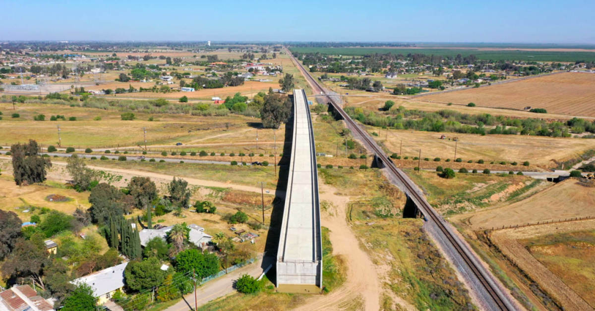 The railway bridge was built at a cost of billions of dollars: it leads nowhere